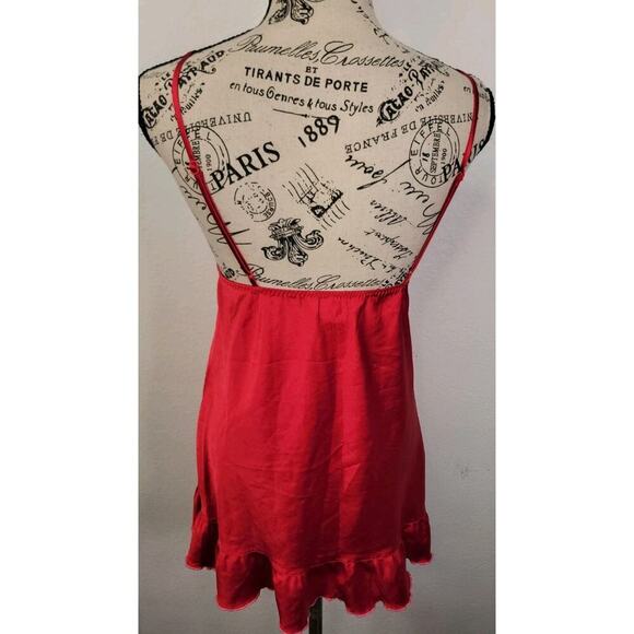Victorias Secret Angels RED Babydoll Mini Dress S Bow Lace Trim Milkmaid Fairy - Picture 7 of 11
